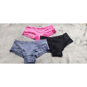 NWT Victoria's Secret PINK Wink Lace-Trim Cheeky Panties 3 Pairs Size L